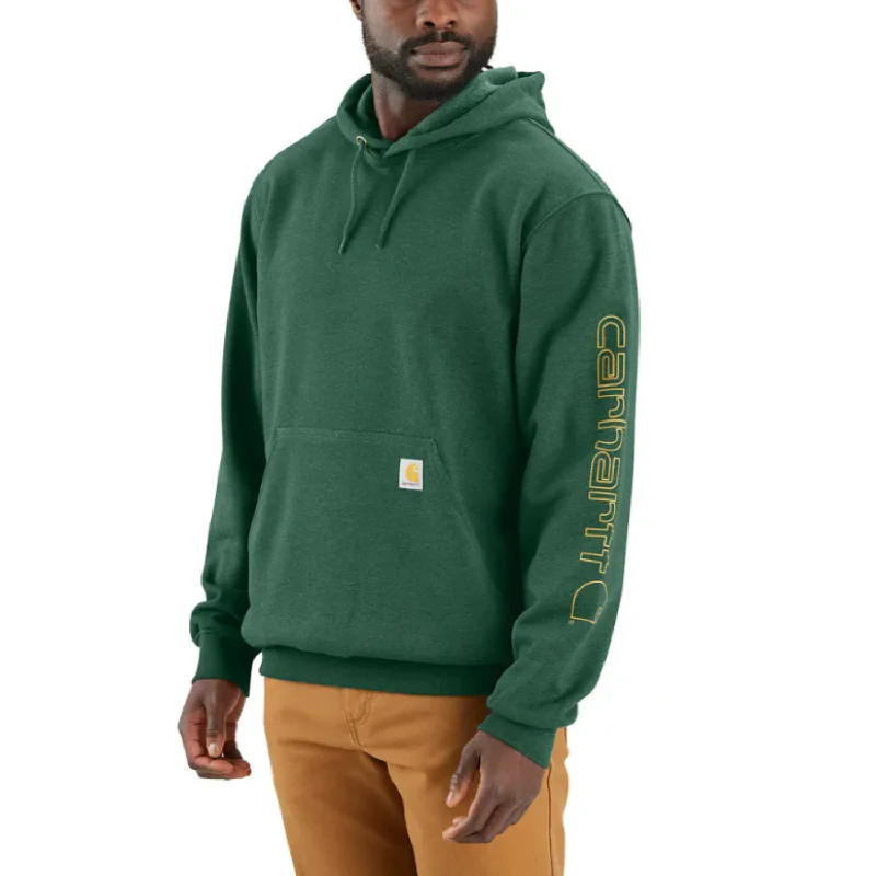 Men's classic hoodie-Carhartt Men's Signature Logo Hooded Pullover Sweatshirt_Frosted Balsam Heather