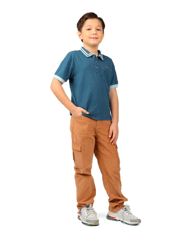 Men's modern polo shirt-BOYS POLO SHIRT WITH CONTRAST CUFFS AND COLLAR