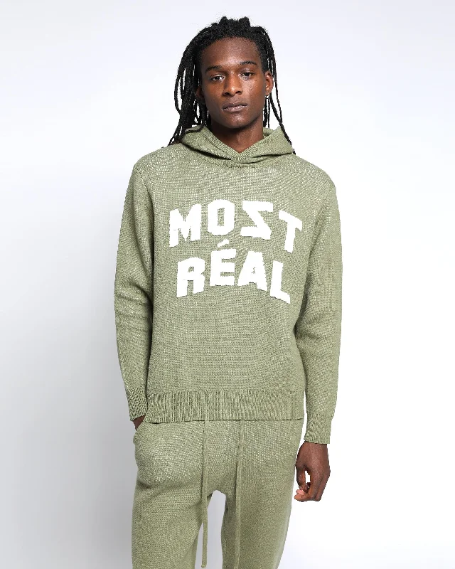 Men's wrinkle-resistant hoodie-Most Real Jacquard Sweater Hoodie