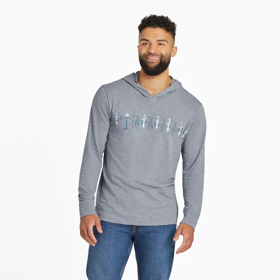 Men's weekend hoodie-Men's Jake's Great Catch Textured Slub Hoodie - Stone Blue