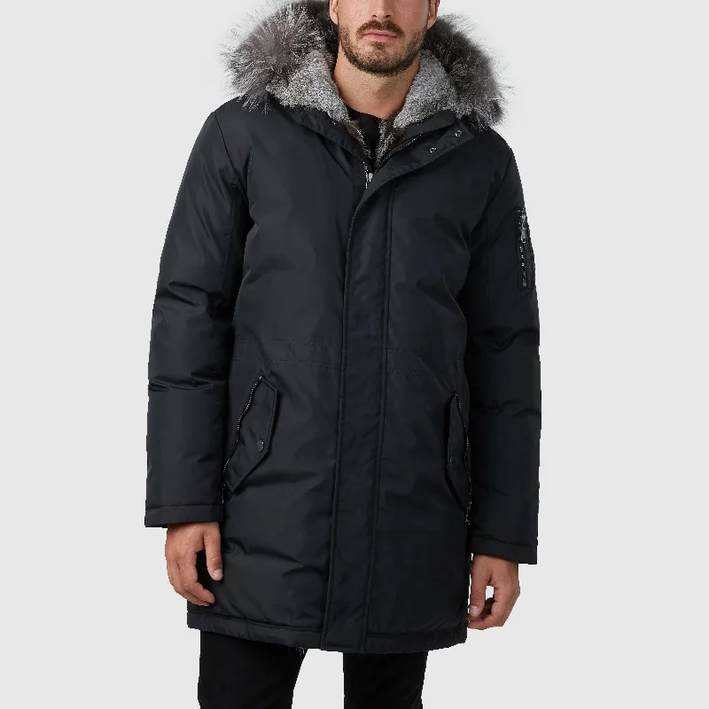 Men's versatile leather jacket-Pajar Men's Mick Luxury Parka with Rabb it Lined Split Hood