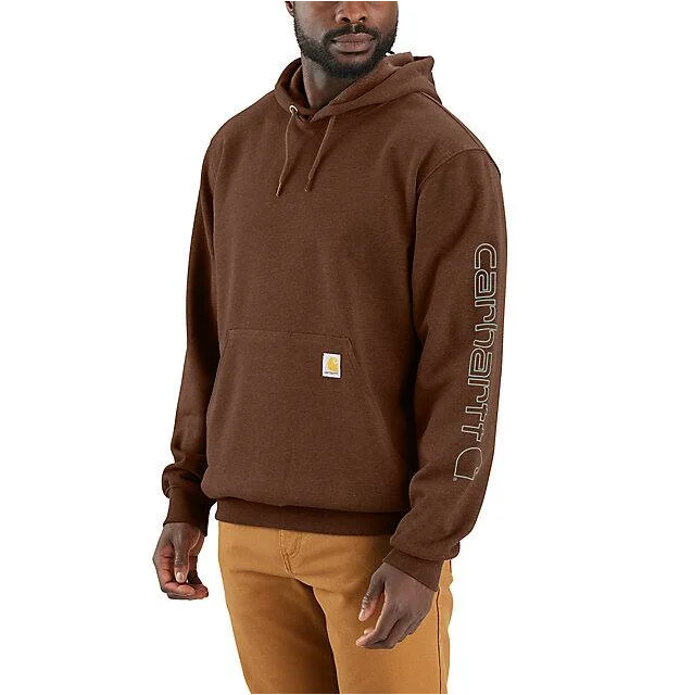 Men's high-end hoodie-Loose Fit Midweight Logo Sleeve Graphic Hoodie - Mocha Heather