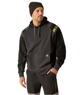 Men's breathable hoodie-Rebar Workman Colorblock Logo Hoodie