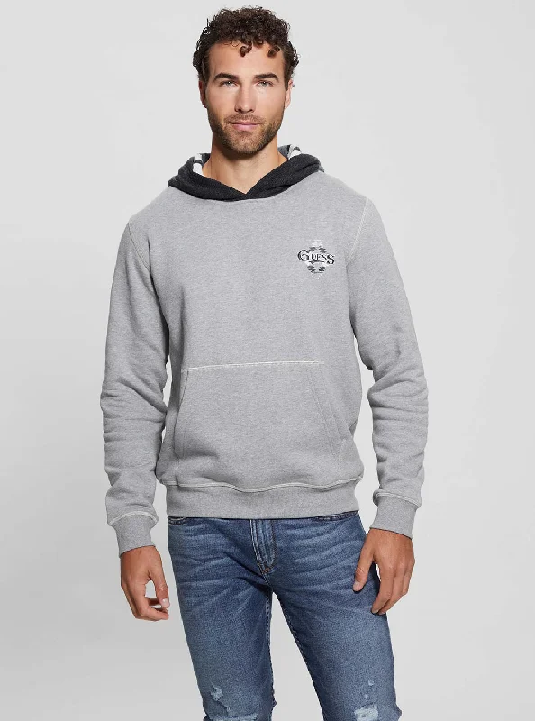 Grey Contrast Hoodie Jumper