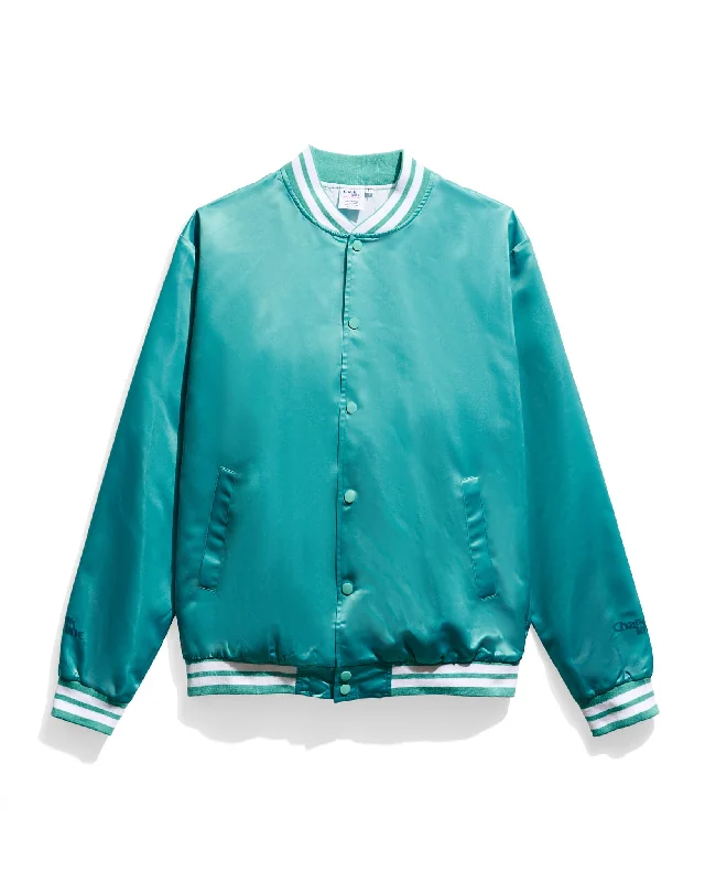 Men's eco-conscious trench coat-Teal Arena Satin Jacket