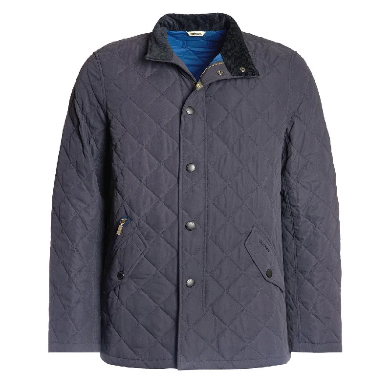 Men's relaxed fit raincoat-Barbour Shoveler Quilt Jacket Navy