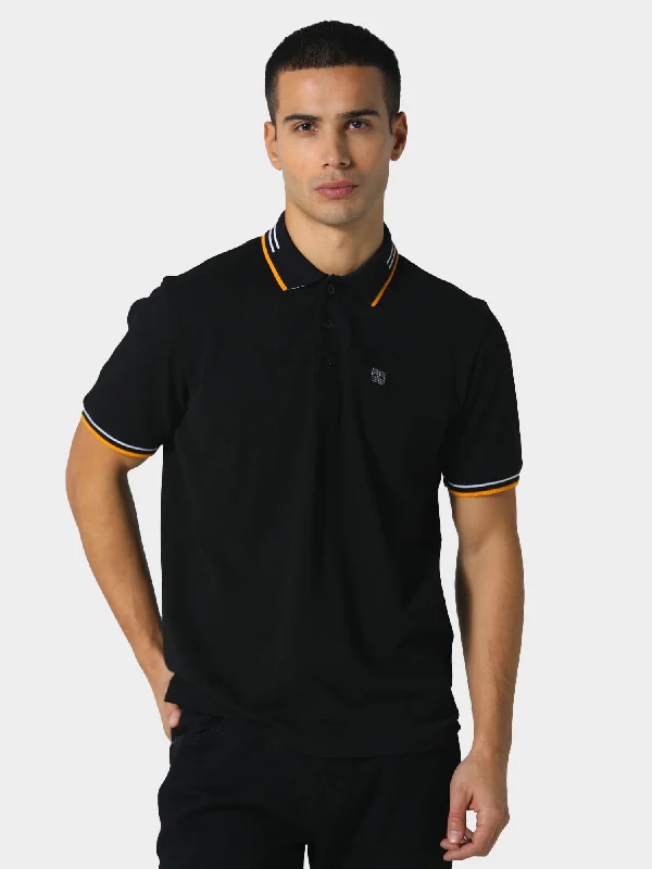 Men's fashion-forward polo shirt-Boreas Jet Black Polo Shirt