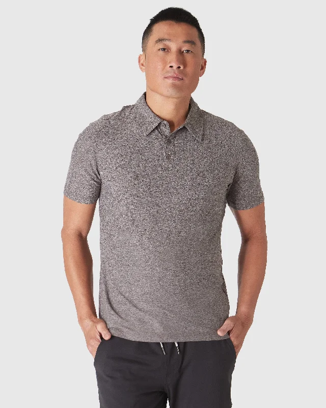 Men's muted polo shirt-Heather Cocoa Active Polo 2.0