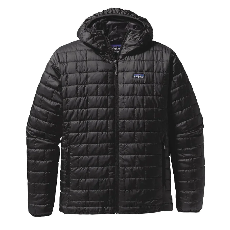 Men's organic rain jacket-Patagonia Nano Puff Hoody Jacket Black