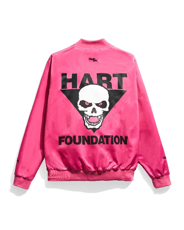 Men's tech-fabric utility jacket-The Hart Foundation Pink Satin Jacket