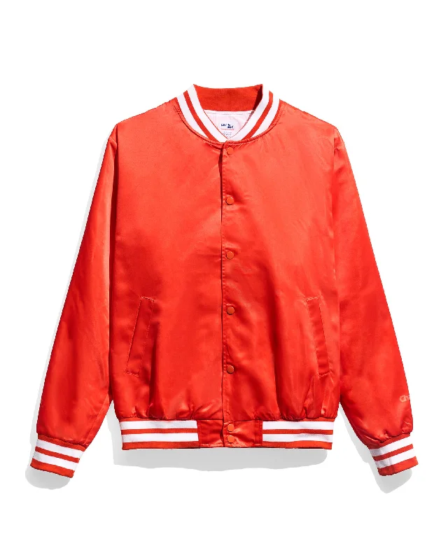 Men's durable field jacket-Red Arena Satin Jacket