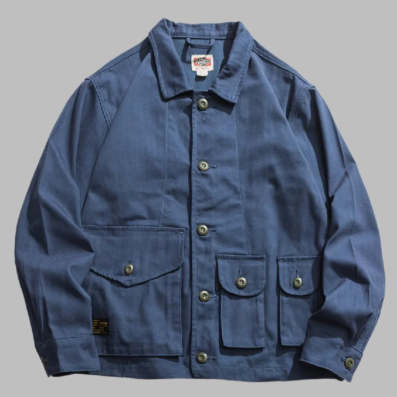 Men's eco-conscious trench coat-Worker Jacket In Blue