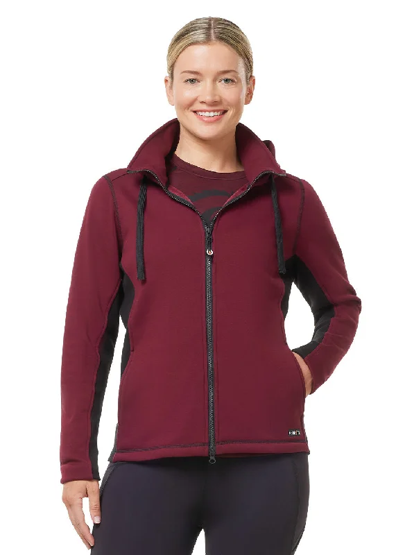 Men's club hoodie-Double Take Full Zip Fleece Hoodie - Sangria