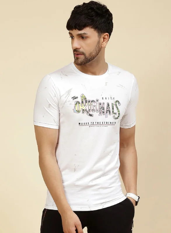 Men White Printed T-Shirt