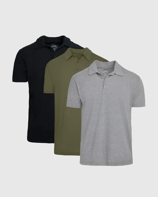 Men's logo polo shirt-Dark Tones Short Sleeve Polo 3-Pack