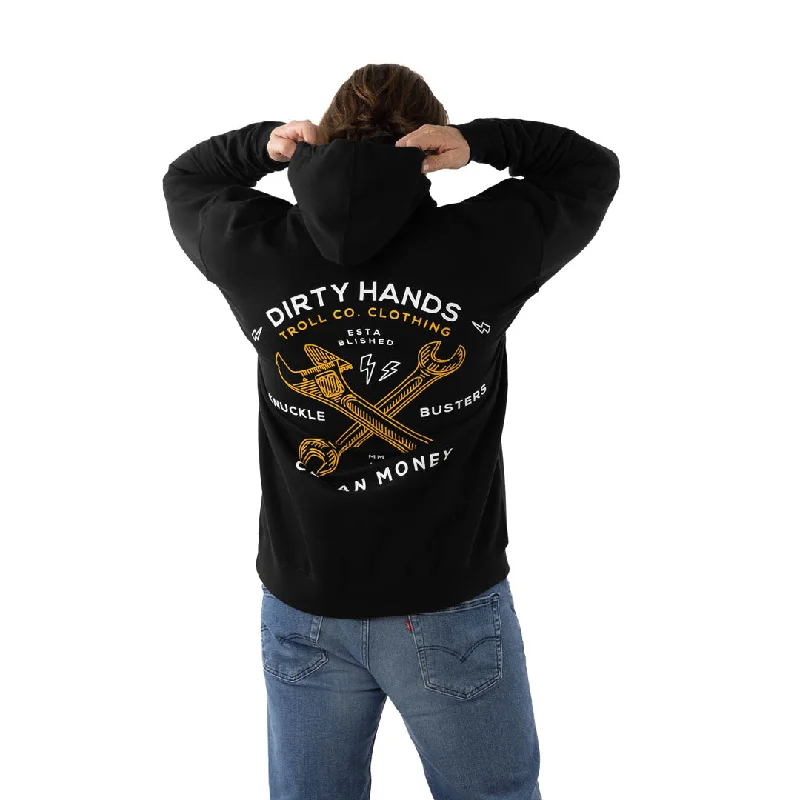 Men's fishing hoodie-Troll Co. Men's Twisting Wrenches "Dirty Hands Clean Money" Graphic Hoodie