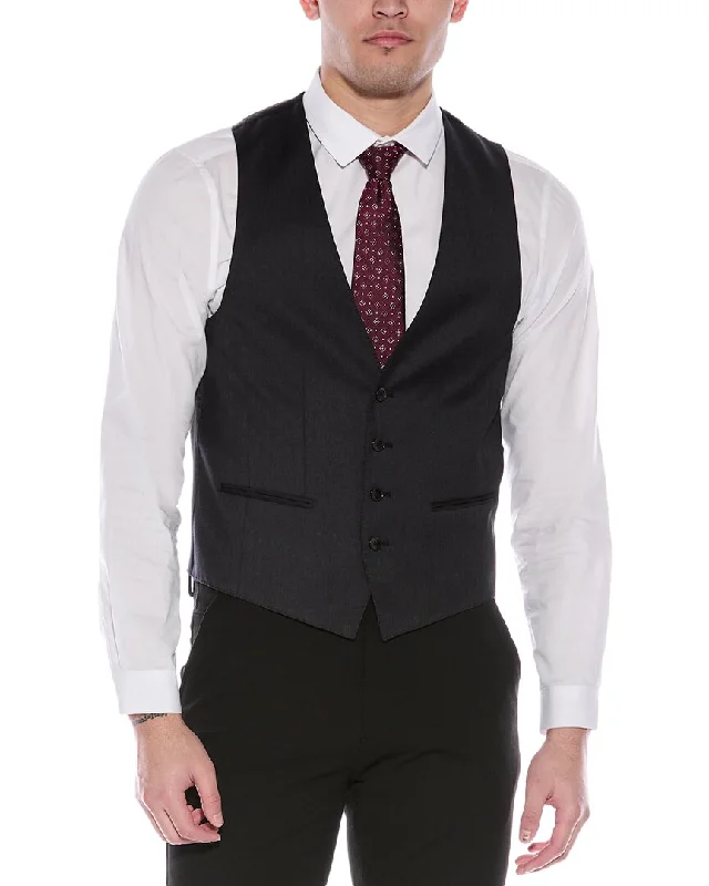 Men's eco-friendly rain jacket-BOSS Hugo Boss Slim Fit Wool Suit Vest