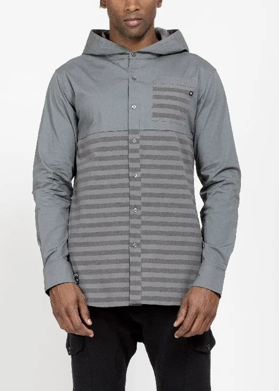 Men's weather-resistant hoodie-Konus Men's Elongated Hoodie Shirt in Charcoal