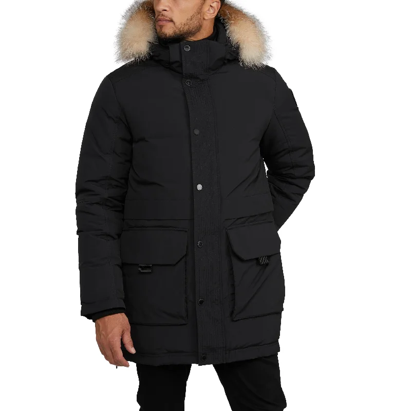 Men's pre-washed rain jacket-Pajar Men's Parsenn Parka with Removable Hood and Fur Trim