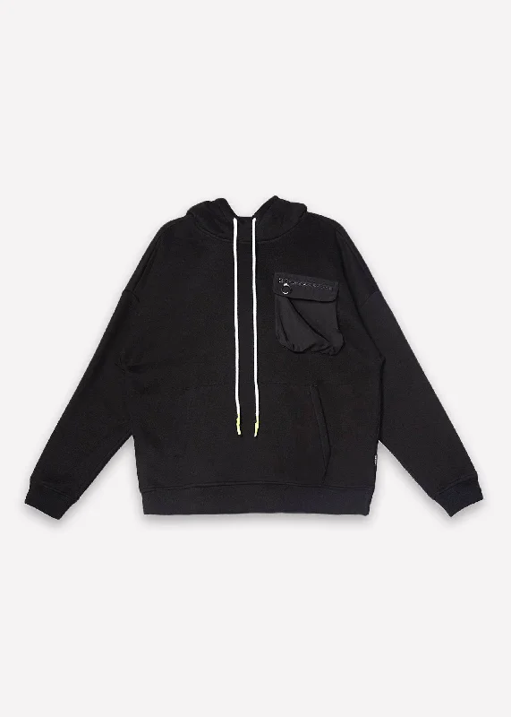 Men's fall hoodie-Konus Men's Bellow Pocket Hoodie in Black