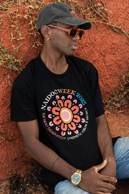 NAIDOC 2025 Circle Black Cotton Crew Neck Unisex T-Shirt