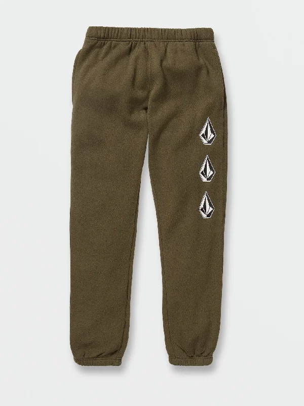 Men's high-performance office pants-Big Boys Iconic Stone Elastic Waist Fleece Pants - Military