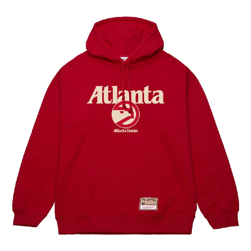 Men's oversized hoodie-Mitchell & Ness NBA Hawks Off White Hoodie