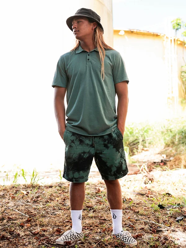 Men's boating shorts-Frickin Mix Elastic Waist Shorts - Dark Forest