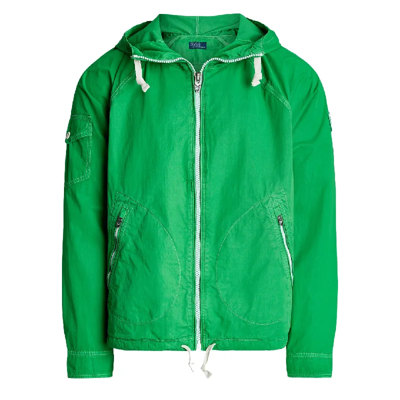 Men's summer windbreaker-Polo Ralph Lauren Garment-Dyed Twill Hooded Jacket Green