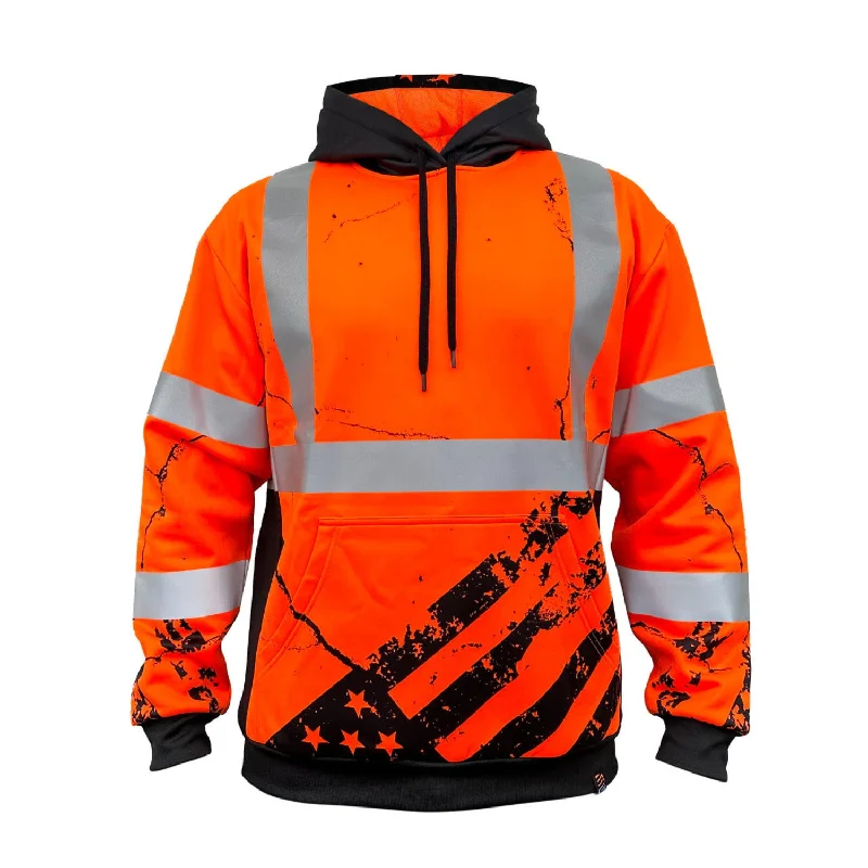 Men's winter hoodie-SafetyShirtz SS360 C3 American Grit Hi-Vis Hoodie