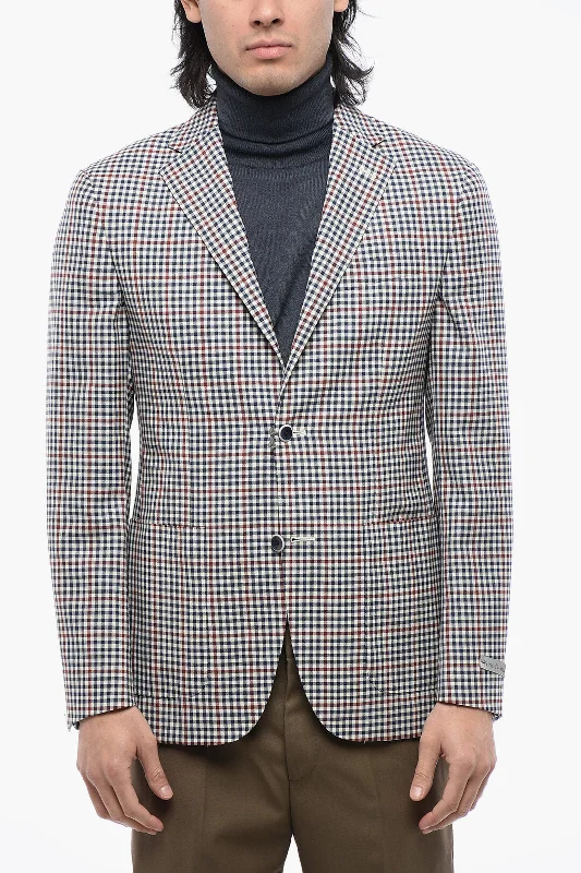 Men's performance leather jacket-Nino Danieli Checkered Wool Blazer