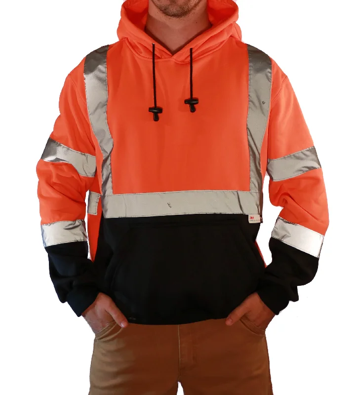 Men's moisture-wicking hoodie-Majestic Men's Class 3 Pullover Hoodie_Hi-Vis Orange