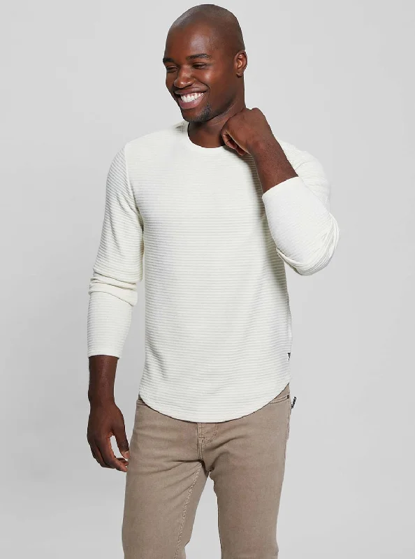 White Hudson Linear Knit Jumper