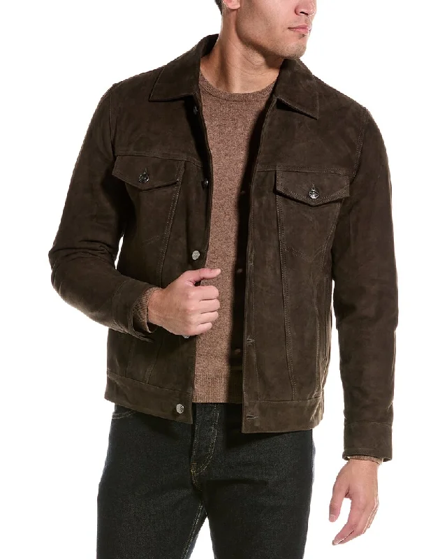 Men's sustainable windbreaker-Slate & Stone Suede Trucker Jacket