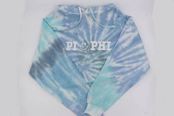 Men's trendy hoodie-Sorority Tie Dye Hoodie with Smiley Face Design