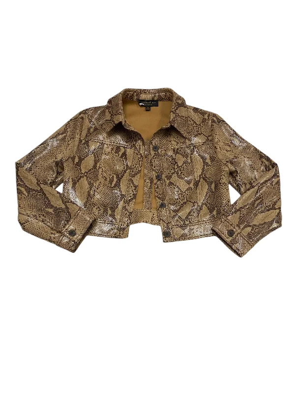 Men's weatherproof utility jacket-Jacket Moto By Current Air In Snakeskin Print, Size: Sp