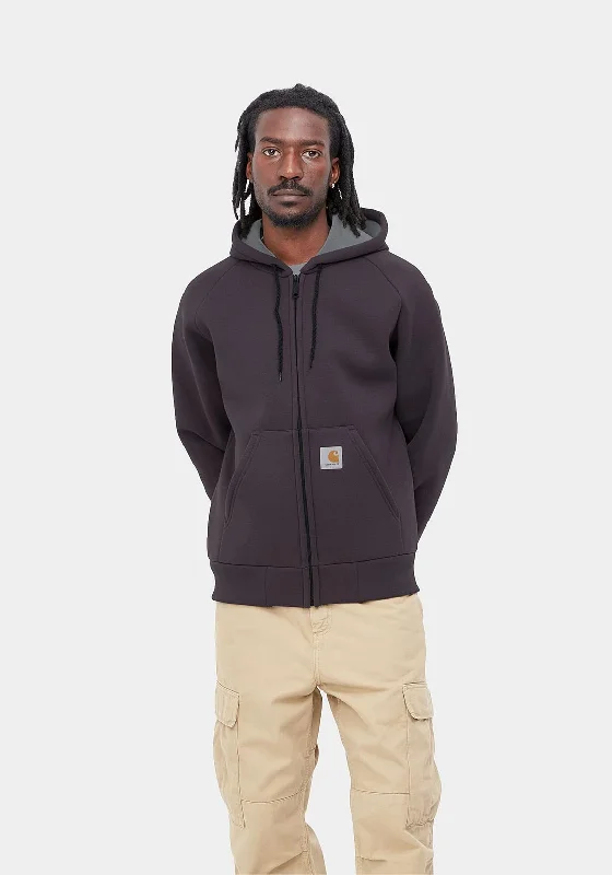 Men's professional hoodie-Carhart WIP Car Lux Full Zip Hoodie, Artichoke & Grey