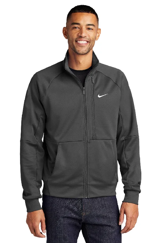 Men's comfortable trench coat-Nike Mens Full Zip Jacket - Anthracite Grey - New