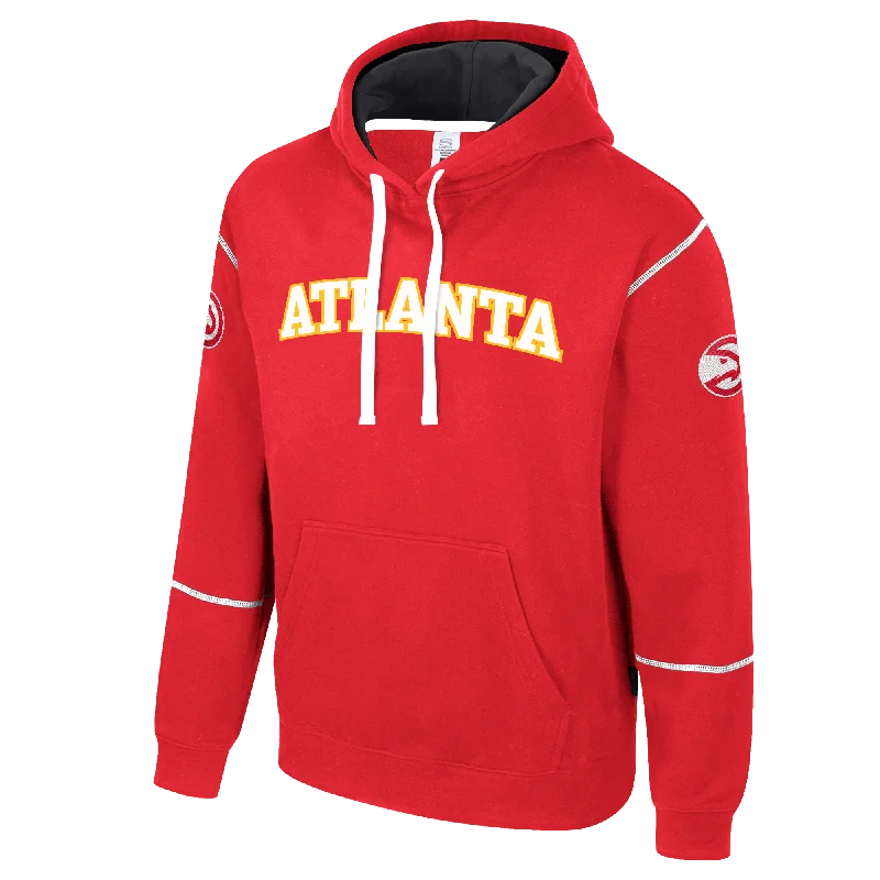 Men's regular fit hoodie-Stadium Essentials Hawks ATL Wordmark Red Hoodie