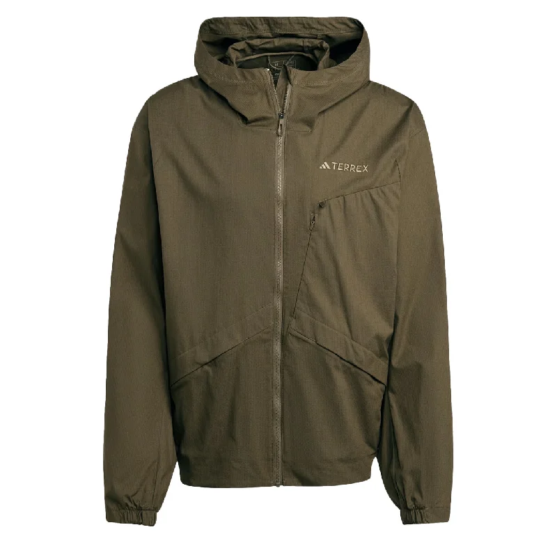 Men's fashion-forward field coat-Adidas Terrex Xploric Wind Jacket Olive Strata