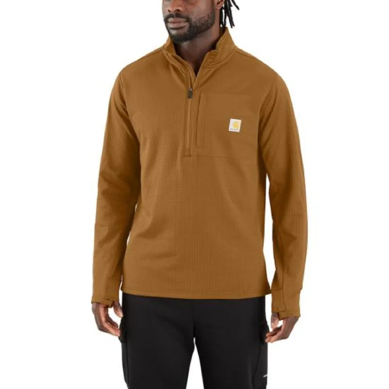 Men's athletic hoodie-Carhartt Men's Force Relaxed Fit Mock Neck 1/2 Zip Long Sleeve