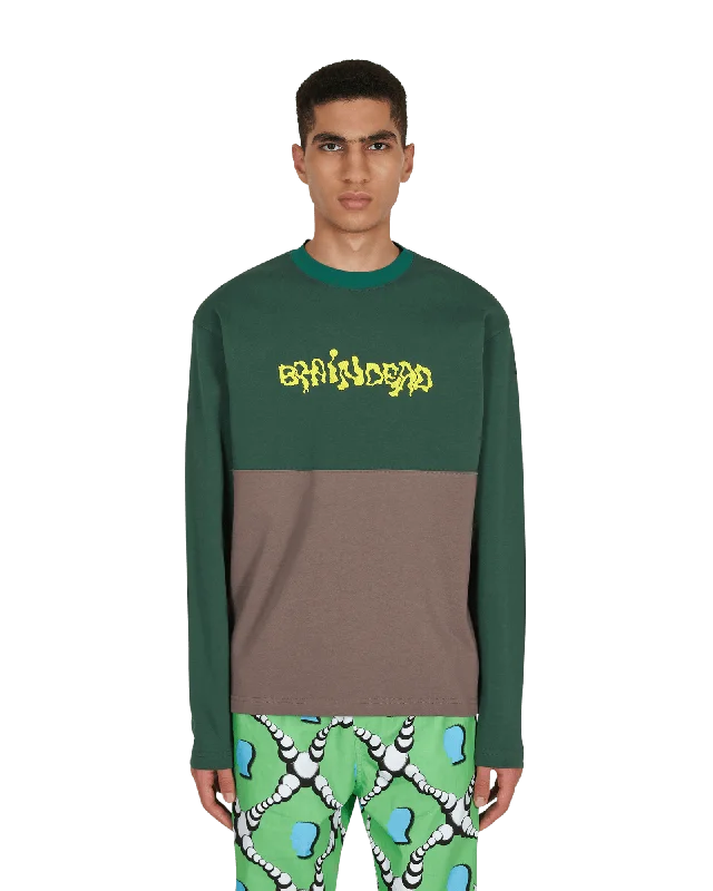 Embroidered Football Longsleeve T-Shirt Green