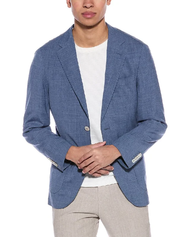 Men's comfortable field jacket-BOSS Hugo Boss Wool, Silk, & Linen-Blend Blazer