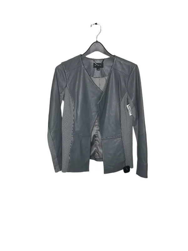 Men's tech-fabric utility jacket-Jacket Leather By H For Halston In Grey, Size: 4