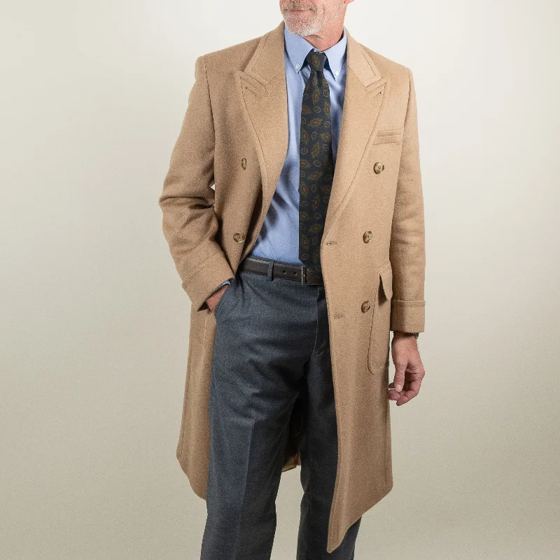 Men's fair trade polo shirt-Camel Hair Double Breasted Polo Coat