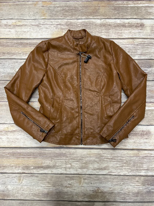 Men's versatile leather jacket-Jacket Moto By Bernardo In Brown, Size: Xs