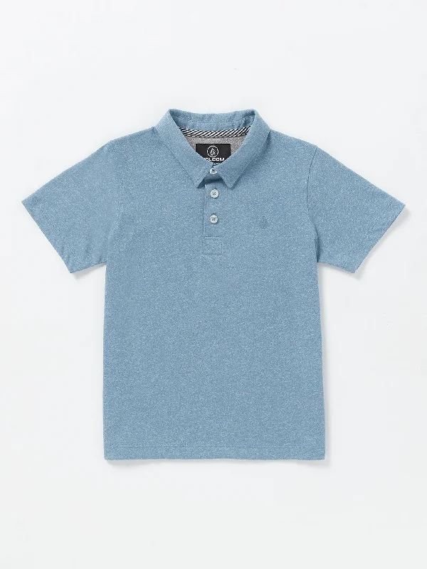 Men's athletic polo shirt-Little Boys Wowzer Polo Short Sleeve Shirt - Stone Blue