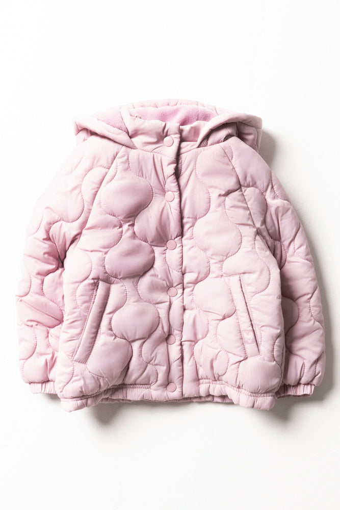 Men's organic utility jacket-Quilted Hooded Jacket Pink