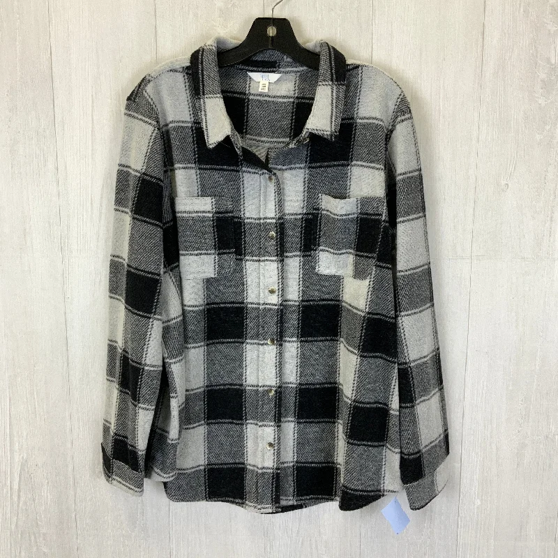 Men's summer softshell jacket-Jacket Shirt By Time And Tru In Plaid Pattern, Size: Xxl