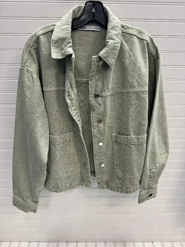 Men's high-stretch fleece jacket-Jacket Denim By Zara In Green, Size: S